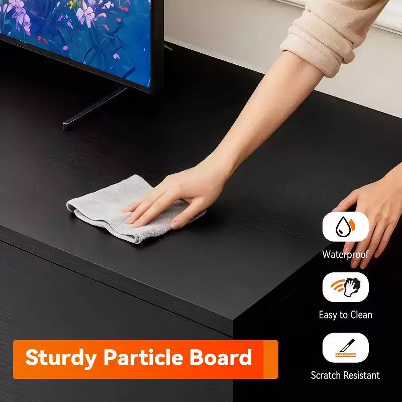 Mueble para TV de 55-60 pulgadas, centro de entretenimiento con 2 gabinetes de almacenamiento y estantes abiertos, consola multimedia moderna