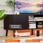 Mueble para TV de 55-60 pulgadas, centro de entretenimiento con 2 gabinetes de almacenamiento y estantes abiertos, consola multimedia moderna