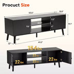 Mueble para TV de 55-60 pulgadas, centro de entretenimiento con 2 gabinetes de almacenamiento y estantes abiertos, consola multimedia moderna