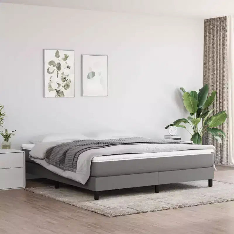 Bed Frame Dark Grey Fabric (100% polyester), plywood, engineered wood