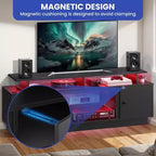 Mueble de TV moderno para 65/75 pulgadas, centro de entretenimiento LED con gabinetes de almacenamiento y partición móvil, consola de TV para sala de estar, negro