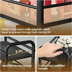 Carrito de almacenamiento delgado de 4 niveles, carrito de baño rodante de metal y madera, carrito utilitario estrecho negro con ruedas para cocina o lavandería