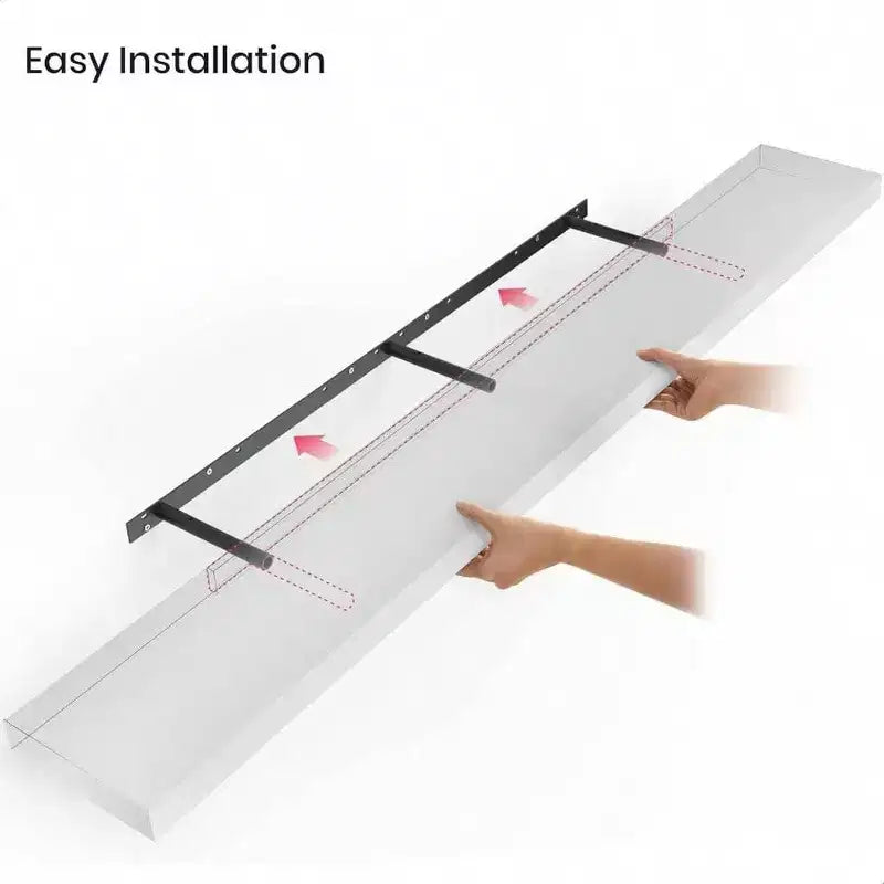 Estantes Flotantes de Madera de 55 Pulgadas, Juego de 2, con Soportes, Blancos, de 6 Pulgadas de Profundidad para Baño y Sala de Estar