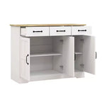 Aparador de granja blanco, 3 cajones y 3 puertas, mueble de almacenamiento para comedor, sala de estar