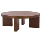 Mesa de centro redonda – MDF negro moderno con superficie de chapa de madera, 45 kg de capacidad, para salón interior