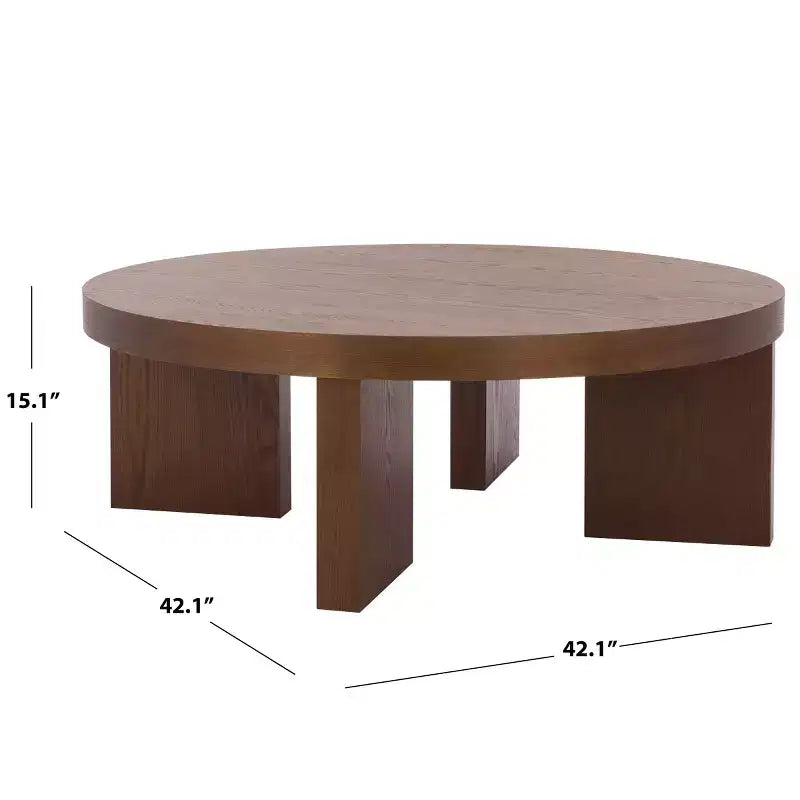 Mesa de centro redonda – MDF negro moderno con superficie de chapa de madera, 45 kg de capacidad, para salón interior