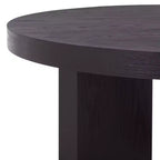 Mesa de centro redonda – MDF negro moderno con superficie de chapa de madera, 45 kg de capacidad, para salón interior