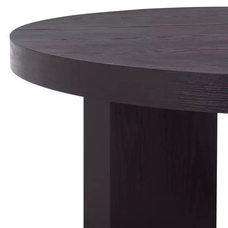 Mesa de centro redonda – MDF negro moderno con superficie de chapa de madera, 45 kg de capacidad, para salón interior