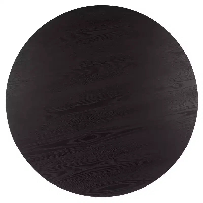 Mesa de centro redonda – MDF negro moderno con superficie de chapa de madera, 45 kg de capacidad, para salón interior