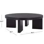 Mesa de centro redonda – MDF negro moderno con superficie de chapa de madera, 45 kg de capacidad, para salón interior