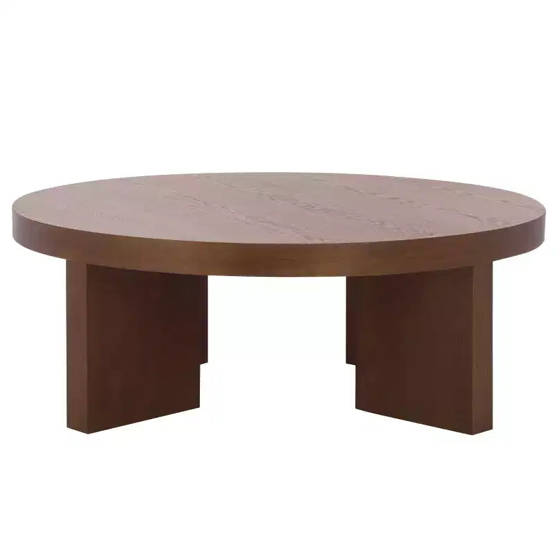 Mesa de centro redonda – MDF negro moderno con superficie de chapa de madera, 45 kg de capacidad, para salón interior