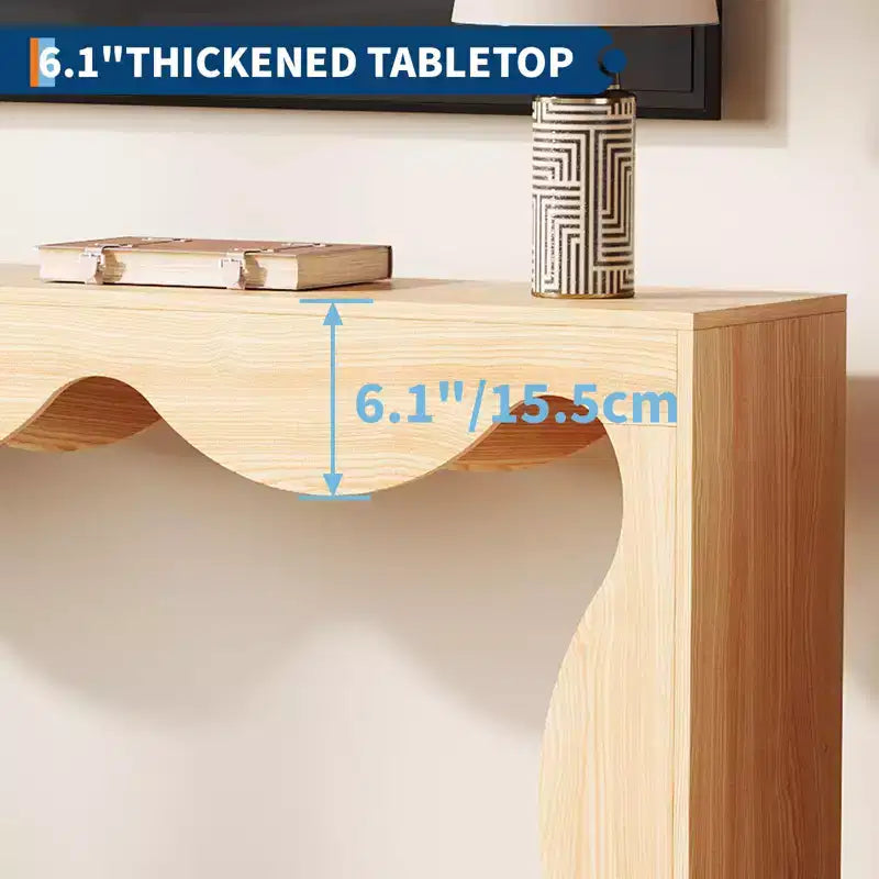 Mesa consola ondulada de granja 63 para entrada, mesa de sofá estrecha de madera detrás del sofá con almacenamiento, muebles rústicos para salas de estar y apartamentos