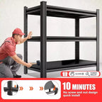 Estantería metálica resistente de 3 niveles, capacidad de 1200 lb, estantes ajustables para garaje, cocina, despensa