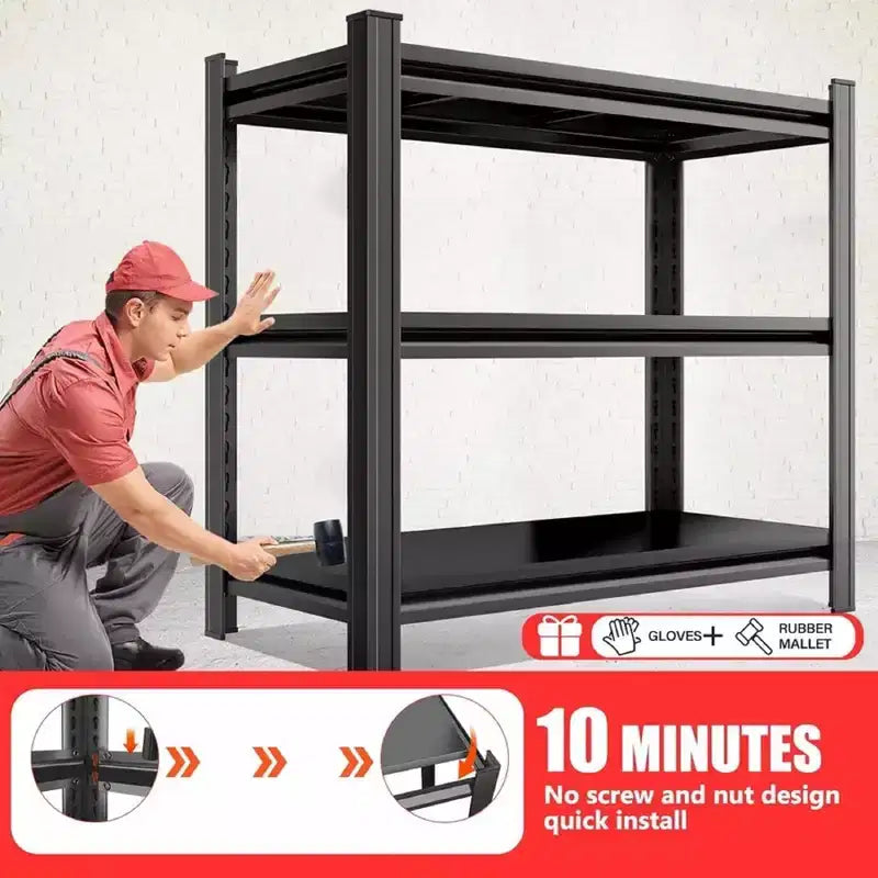 Estantería metálica resistente de 3 niveles, capacidad de 1200 lb, estantes ajustables para garaje, cocina, despensa