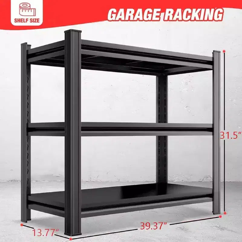 Estantería metálica resistente de 3 niveles, capacidad de 1200 lb, estantes ajustables para garaje, cocina, despensa
