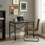 Royal Hampton Writing Desk with Casters and Nail Accents, Black