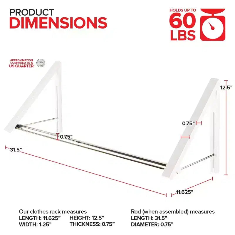 Tendedero de pared retráctil doble plegable con barra de extensión (blanco)