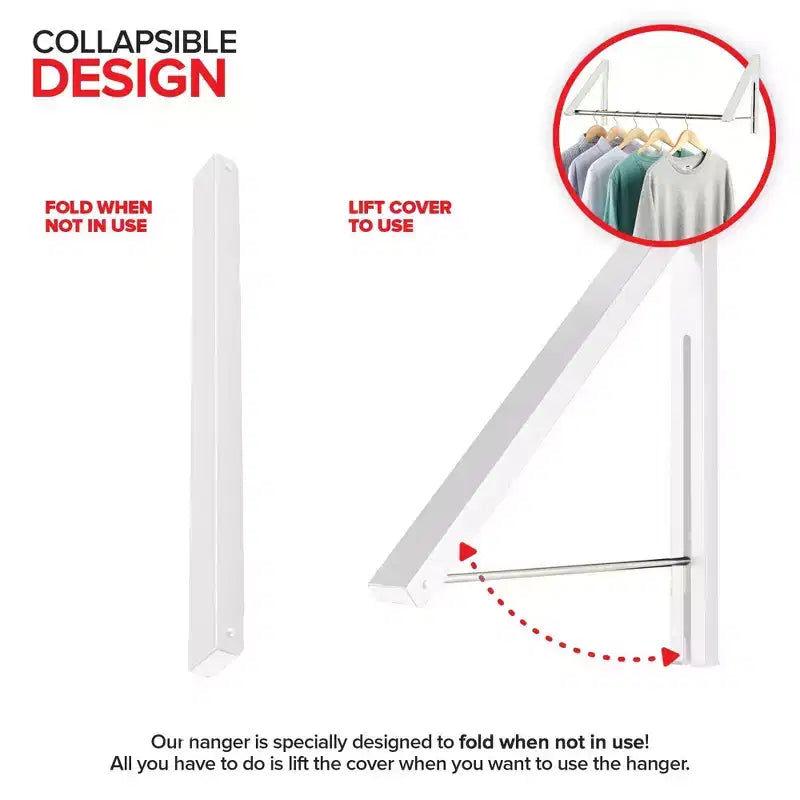 Tendedero de pared retráctil doble plegable con barra de extensión (blanco)
