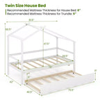 Cama Nido Doble con Dosel, Techo y Barandillas de Valla, Estructura de Cama de Plataforma de Madera Maciza, Blanco/Gris