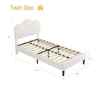 Estructura de Cama Doble Tapizada con Cabecero Ajustable, Estructura de Cama Tipo Plataforma de Terciopelo para Niños/Niñas, Soporte de Láminas de Madera, Fácil Montaje