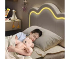 Estructura de Cama Doble Tapizada con Cabecero Ajustable, Estructura de Cama Tipo Plataforma de Terciopelo para Niños/Niñas, Soporte de Láminas de Madera, Fácil Montaje