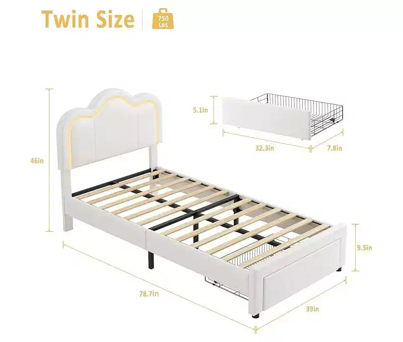 Estructura de Cama Doble Tapizada con Cabecero Ajustable, Estructura de Cama Tipo Plataforma de Terciopelo para Niños/Niñas, Soporte de Láminas de Madera, Fácil Montaje