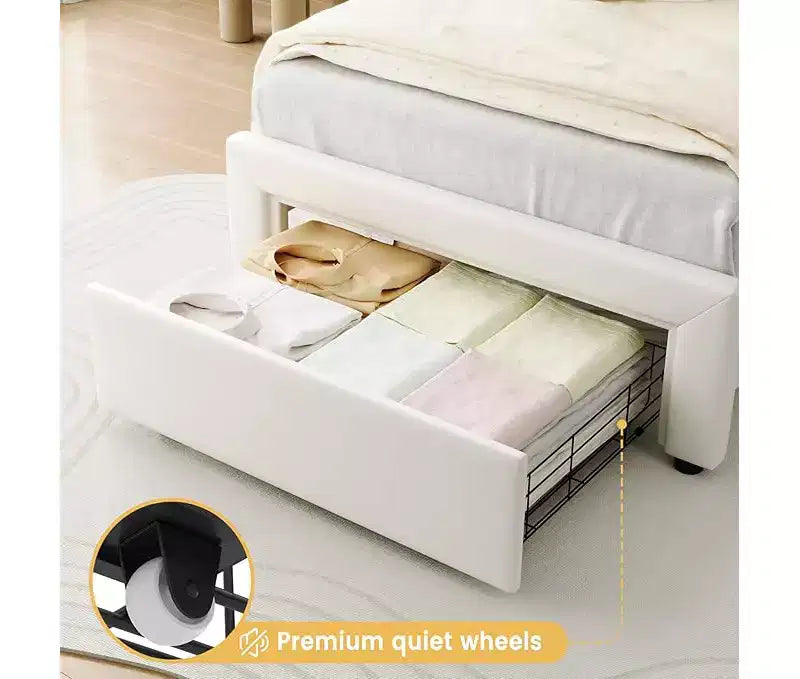 Estructura de Cama Doble Tapizada con Cabecero Ajustable, Estructura de Cama Tipo Plataforma de Terciopelo para Niños/Niñas, Soporte de Láminas de Madera, Fácil Montaje