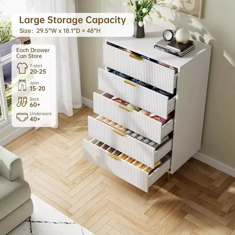 Cajonera de 5 cajones con arco interior termoformado, negra, tecnología de termoformado, fácil de limpiar, cómoda de almacenamiento diario para el hogar