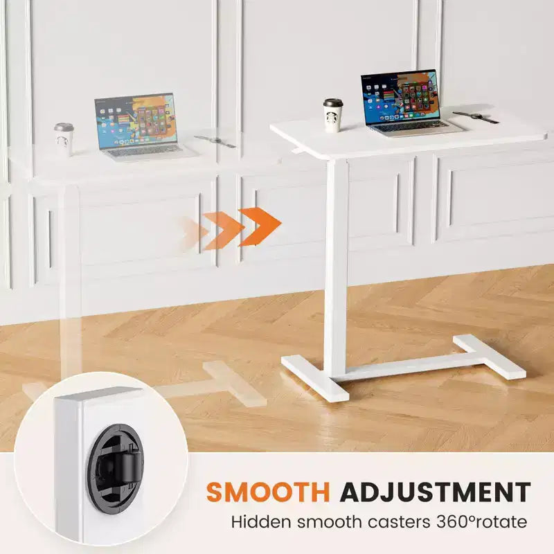 Escritorio ajustable para cama y portátil con ruedas bloqueables, altura de 29.5" a 43.3", para oficina en casa u hospital
