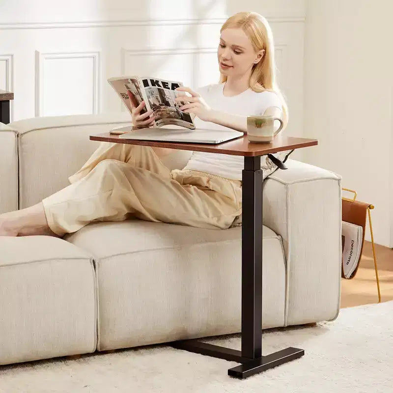 Escritorio ajustable para cama y portátil con ruedas bloqueables, altura de 29.5" a 43.3", para oficina en casa u hospital