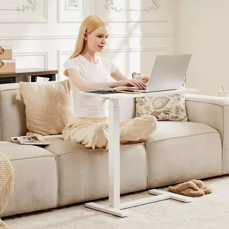 Escritorio ajustable para cama y portátil con ruedas bloqueables, altura de 29.5" a 43.3", para oficina en casa u hospital