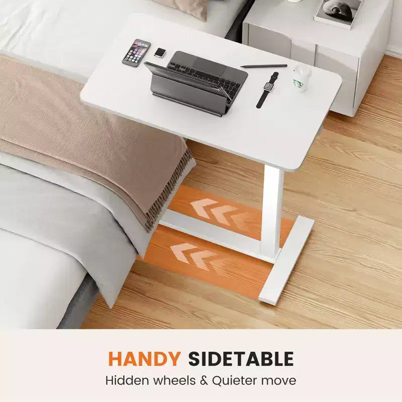 Escritorio ajustable para cama y portátil con ruedas bloqueables, altura de 29.5" a 43.3", para oficina en casa u hospital