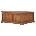 Mesa de centro de teca maciza con 4 cajones, estilo colonial, 68x67.8x30 cm, marrón