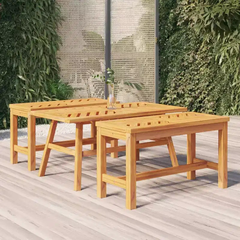 Mesa de centro de madera maciza de acacia, tapa con diseño de chevrón, base de 4 patas, interior y exterior, 100x50x45 cm