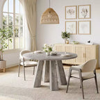 Mesa de comedor redonda para 4-6 personas, mesa de cocina de madera de 119 cm con base de pedestal resistente para sala de estar, apartamento