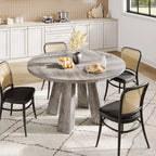 Mesa de comedor redonda para 4-6 personas, mesa de cocina de madera de 119 cm con base de pedestal resistente para sala de estar, apartamento