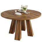 Mesa de comedor redonda para 4-6 personas, mesa de cocina de madera de 119 cm con base de pedestal resistente para sala de estar, apartamento