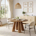 Mesa de comedor redonda para 4-6 personas, mesa de cocina de madera de 119 cm con base de pedestal resistente para sala de estar, apartamento