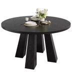 Mesa de comedor redonda para 4-6 personas, mesa de cocina de madera de 119 cm con base de pedestal resistente para sala de estar, apartamento