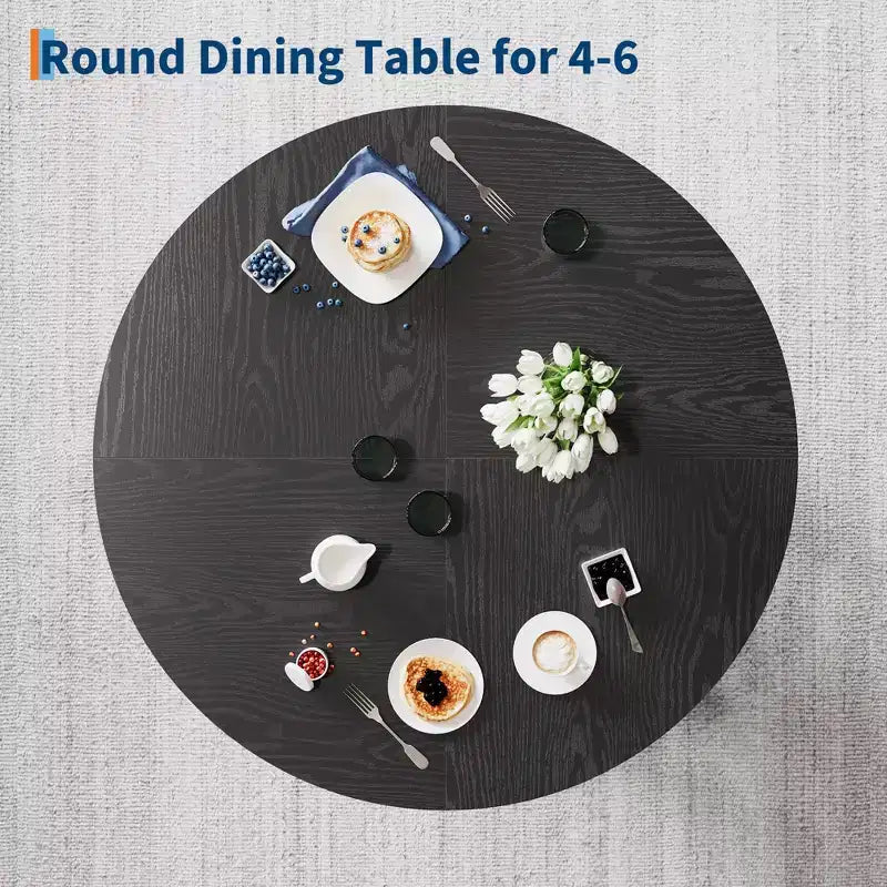 Mesa de comedor redonda para 4-6 personas, mesa de cocina de madera de 119 cm con base de pedestal resistente para sala de estar, apartamento