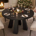 Round Dining Table for 4-6, 47 Wood Kitchen Dinner Table with Sturdy Base Pedestal for Living Room, Apartment