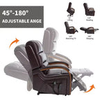 Sillón reclinable eléctrico de chenilla gris con masaje térmico y reposabrazos de madera maciza para sala de estar o apartamento