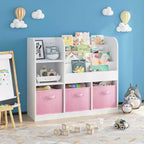 Estantería multifuncional con 3 cajones de tela plegables, expositor para dormitorio y sala de juegos