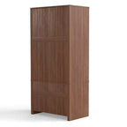 Armario de Ropa 2 Puertas 2 Cajones, Diseño Ondulado, Bisagras de Cierre Suave, Armario de Almacenamiento de Madera Independiente