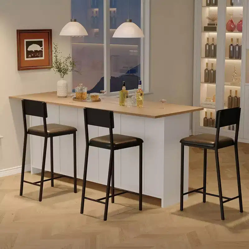 Sillas de Comedor Tapizadas en PU con Respaldo Curvo y Patas Metálicas, para Hogar, Bar, Negro