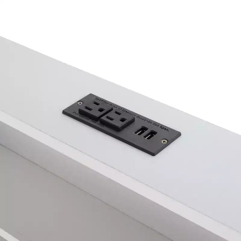Litera de madera Queen sobre Queen con 6 armarios de almacenamiento, estación de carga, escalera y barandillas de seguridad