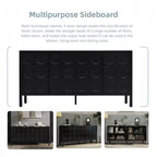 Aparador con Almacenamiento, Mueble de Barra de Café de Madera, Armario de Almacenamiento Consola con 4 Puertas de Diseño Circular Geométrico, Aparador Negro
