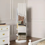 360 Rotating 66x14 Multifunctional Full Length Mirror with Hook Storage Rack Coat Rack with Mirror Solid Wood Floor Mirror Bedroom Living Room