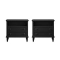 Davide 2 - Drawer Solid Wood end table Transitional end table Set of 2|KARAT HOME