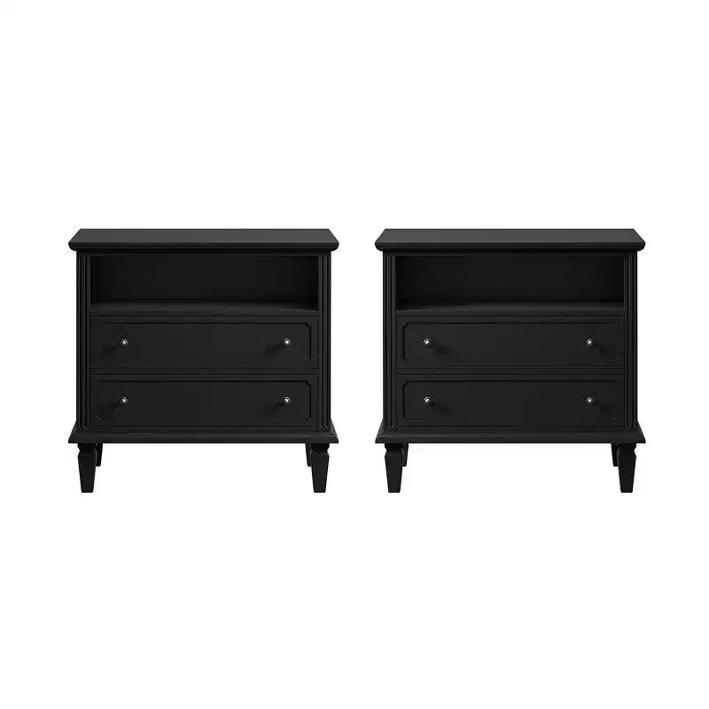 Davide 2 - Drawer Solid Wood end table Transitional end table Set of 2|KARAT HOME
